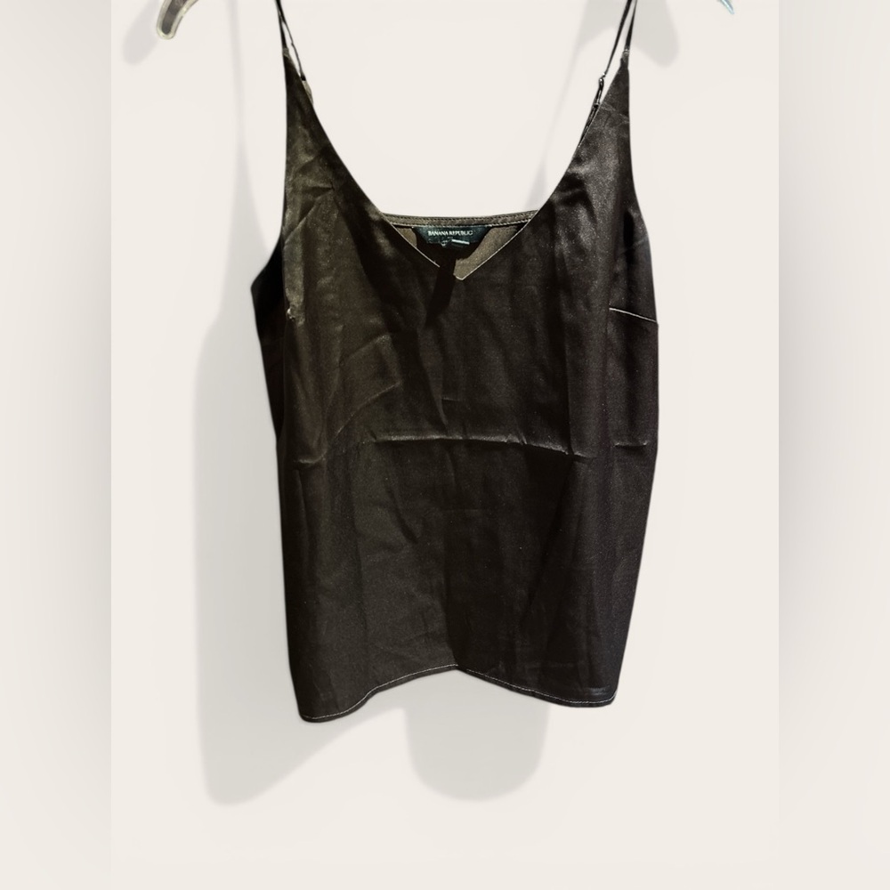 Banana Republic Black Satin V-Neck Camisole